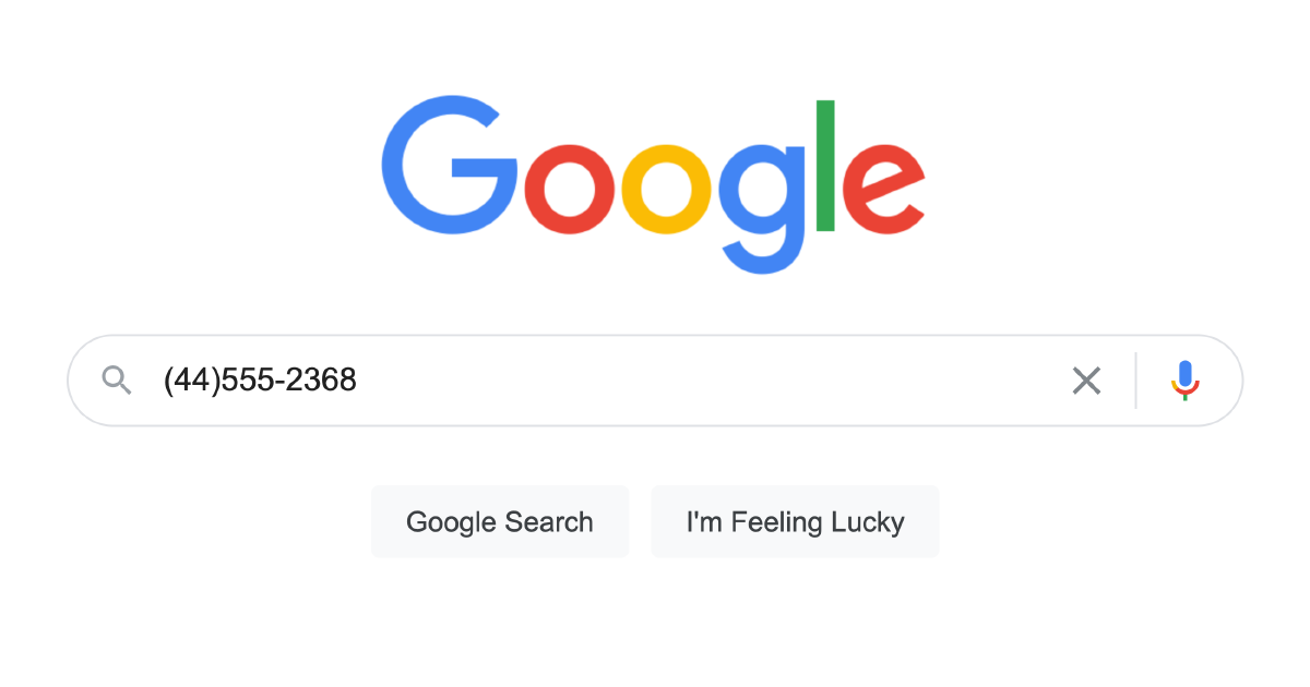 Zrzut ekranu przeglądarki internetowej Chrome z numerem telefonu w polu wyszukiwania 